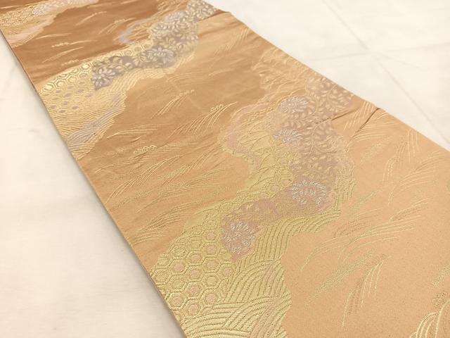 平和屋着物◎六通柄袋帯 道長吉祥花文 金銀糸 正絹 逸品 BAAU8532yc