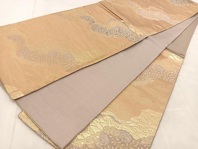 平和屋着物◎六通柄袋帯 道長吉祥花文 金銀糸 正絹 逸品 BAAU8532yc