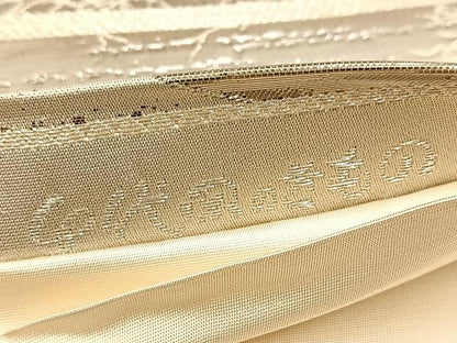 平和屋着物◎六通柄袋帯 唐織 プラチナ箔 雲取り立波文 正絹 逸品 BAAU8533yc