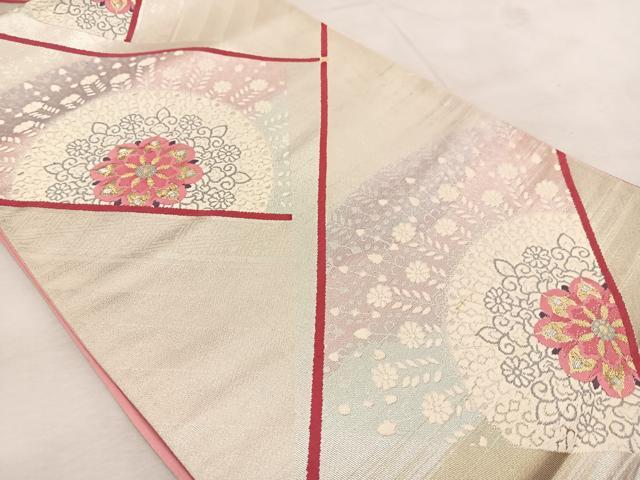 平和屋着物◎六通柄袋帯　唐織　石垣正倉院花文　金銀糸　正絹　逸品　BAAU8537yc