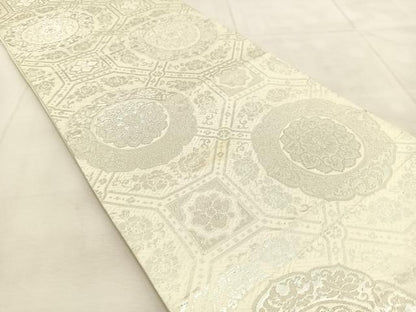 平和屋着物◎西陣 六通柄袋帯 蜀江花文 銀糸 正絹 逸品 BAAU8540yc
