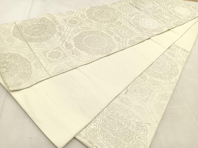 平和屋着物◎西陣 六通柄袋帯 蜀江花文 銀糸 正絹 逸品 BAAU8540yc