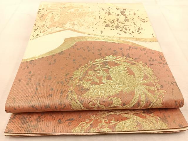 平和屋着物◎六通柄袋帯　花喰い鳳凰　金糸　引箔　正絹　逸品　BAAU8541yc