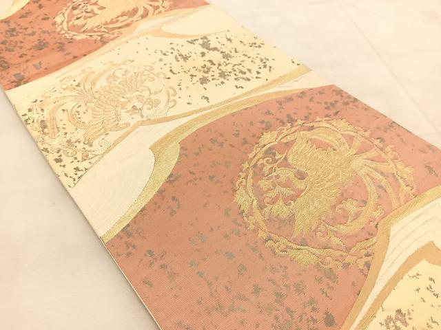 平和屋着物◎六通柄袋帯　花喰い鳳凰　金糸　引箔　正絹　逸品　BAAU8541yc