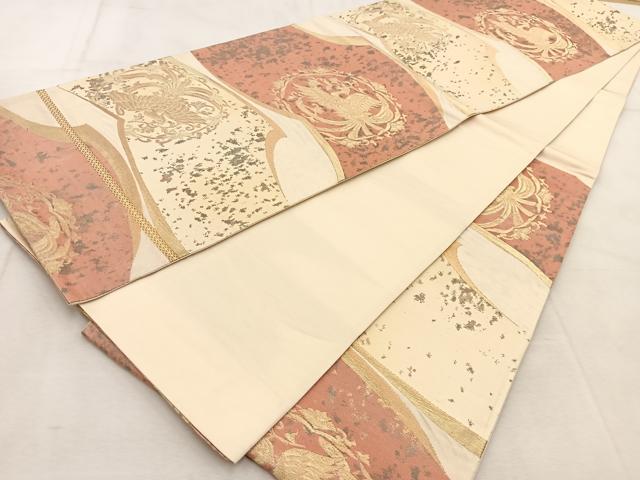 平和屋着物◎六通柄袋帯　花喰い鳳凰　金糸　引箔　正絹　逸品　BAAU8541yc