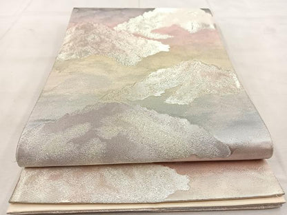 平和屋着物◎六通柄袋帯 雲源 銀糸 正絹 逸品 BAAU8542yc