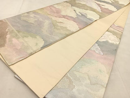 平和屋着物◎六通柄袋帯 雲源 銀糸 正絹 逸品 BAAU8542yc