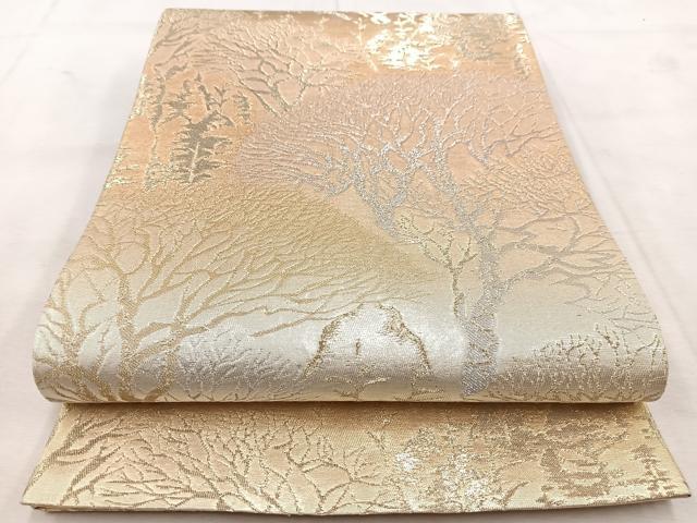 平和屋着物◎六通柄袋帯　木立　金銀糸　正絹　逸品　BAAU8546yc