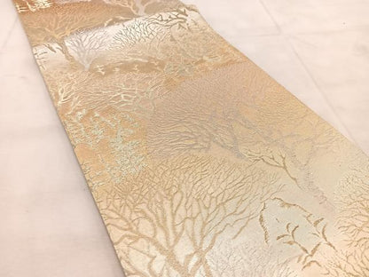 平和屋着物◎六通柄袋帯　木立　金銀糸　正絹　逸品　BAAU8546yc
