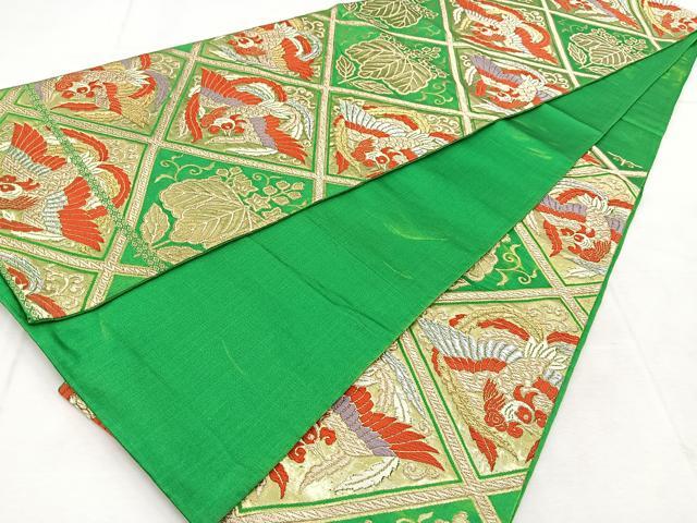 平和屋着物◎六通柄袋帯　唐織　菱天井鳳凰桐文　金銀糸　正絹　逸品　BAAU8547yc