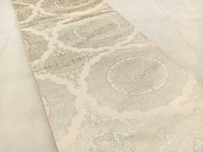平和屋着物◎六通柄袋帯 正倉院花文 銀糸 正絹 逸品 BAAU8552yc