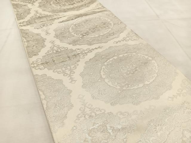 平和屋着物◎六通柄袋帯 正倉院花文 銀糸 正絹 逸品 BAAU8552yc