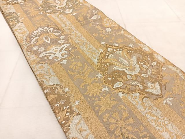 平和屋着物◎六通柄袋帯　更紗　金銀糸　BAAU8554yc