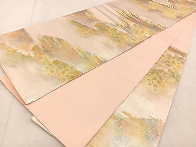 平和屋着物◎六通柄袋帯 箔彩錦 雲霞文 正絹 逸品 BAAU8564yc