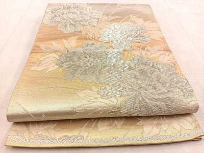 平和屋着物◎六通柄袋帯 牡丹 金銀糸 正絹 逸品 BAAU8585yc