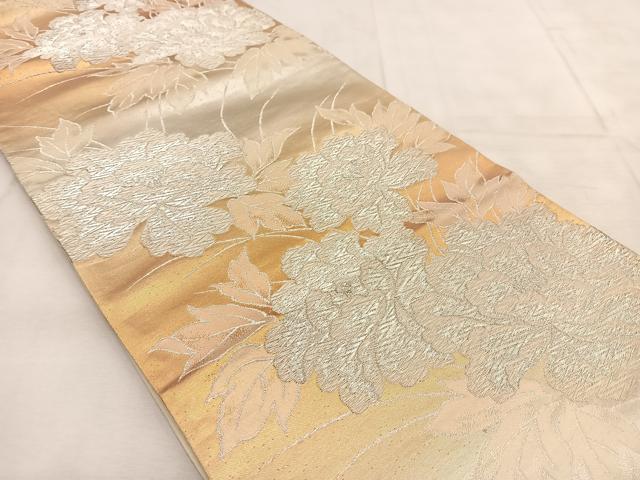 平和屋着物◎六通柄袋帯 牡丹 金銀糸 正絹 逸品 BAAU8585yc