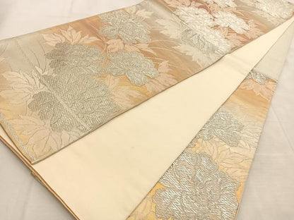 平和屋着物◎六通柄袋帯 牡丹 金銀糸 正絹 逸品 BAAU8585yc