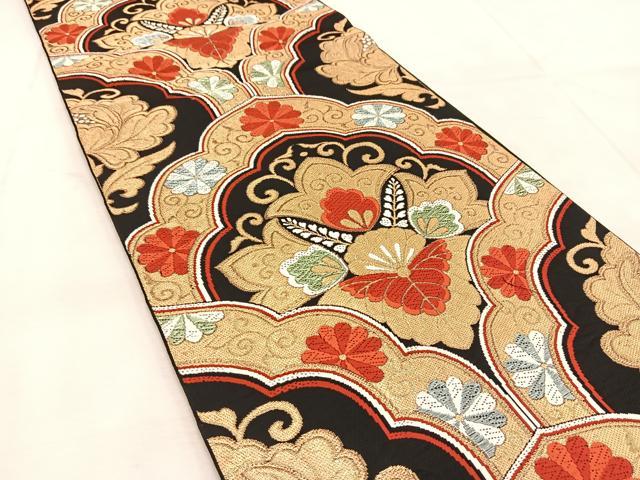 平和屋着物◎六通柄　本袋帯　唐織　都錦　宝相華　黒地　金糸　BAAU8588yc