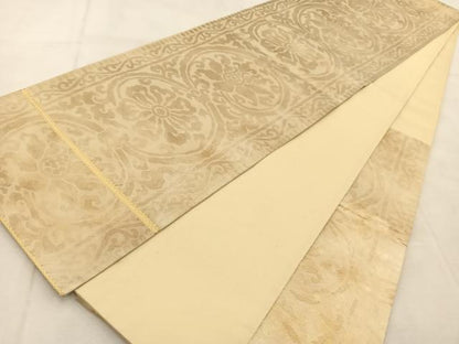 平和屋着物◎六通柄袋帯 華裳錦 更紗花唐丸文 金糸 正絹 逸品 BAAU8590yc