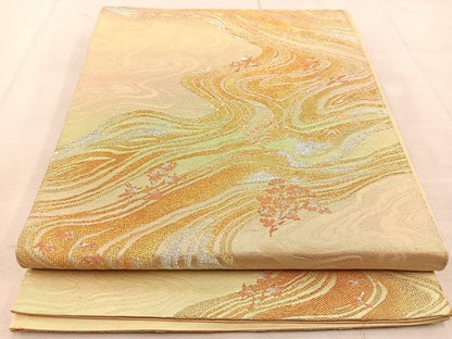 平和屋着物◎六通柄袋帯　唐織　花流水　金銀糸　正絹　逸品　BAAU8596yc