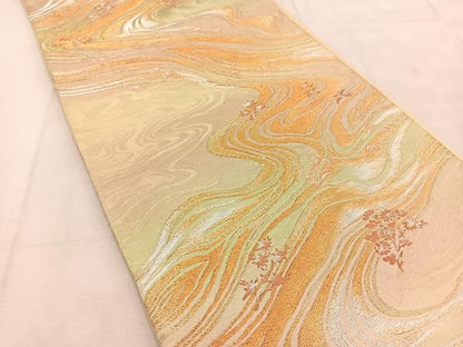 平和屋着物◎六通柄袋帯　唐織　花流水　金銀糸　正絹　逸品　BAAU8596yc