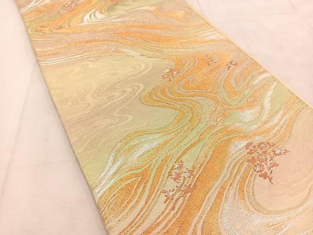 平和屋着物◎六通柄袋帯　唐織　花流水　金銀糸　正絹　逸品　BAAU8596yc