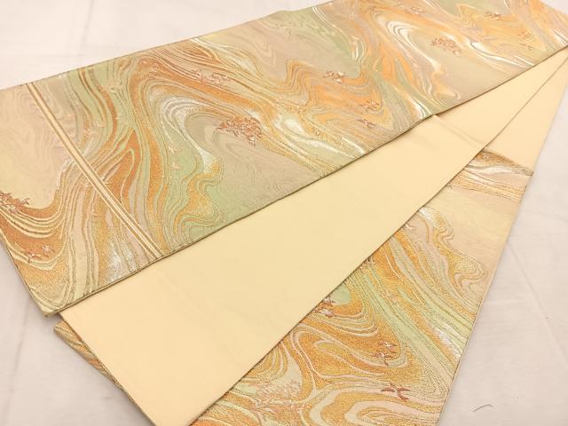 平和屋着物◎六通柄袋帯　唐織　花流水　金銀糸　正絹　逸品　BAAU8596yc