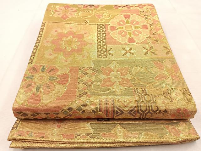 平和屋着物◎佐賀錦 六通柄袋帯 更紗花唐草文 金糸 正絹 逸品 BAAU8599yc