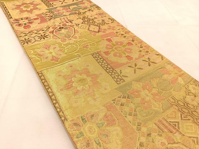 平和屋着物◎佐賀錦 六通柄袋帯 更紗花唐草文 金糸 正絹 逸品 BAAU8599yc