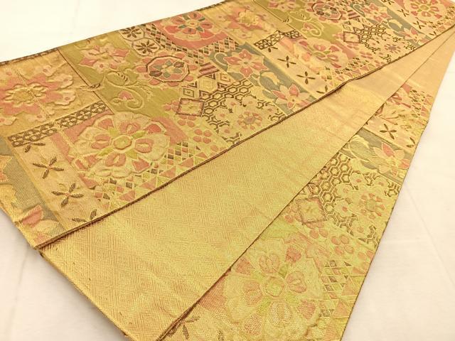 平和屋着物◎佐賀錦 六通柄袋帯 更紗花唐草文 金糸 正絹 逸品 BAAU8599yc