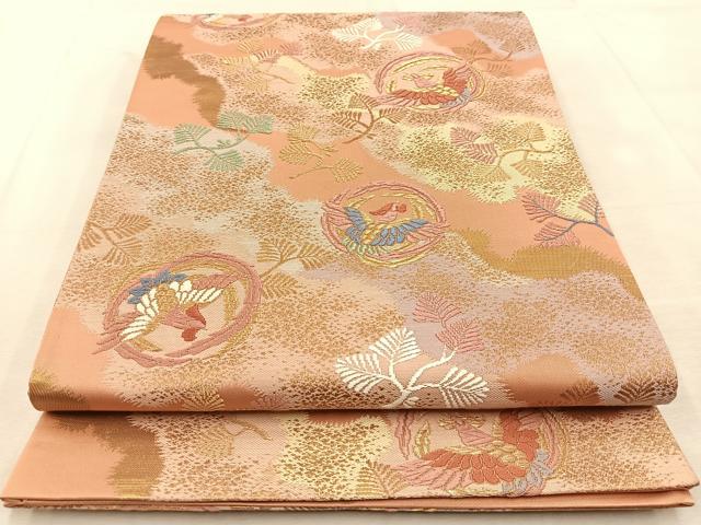 平和屋着物◎六通柄袋帯 唐織 鳳凰丸文 金糸 正絹 逸品 BAAU8601yc
