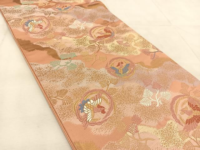 平和屋着物◎六通柄袋帯 唐織 鳳凰丸文 金糸 正絹 逸品 BAAU8601yc