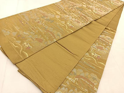 平和屋着物◎六通柄袋帯　人物風景文　金銀糸　正絹　逸品　BAAU8604yc