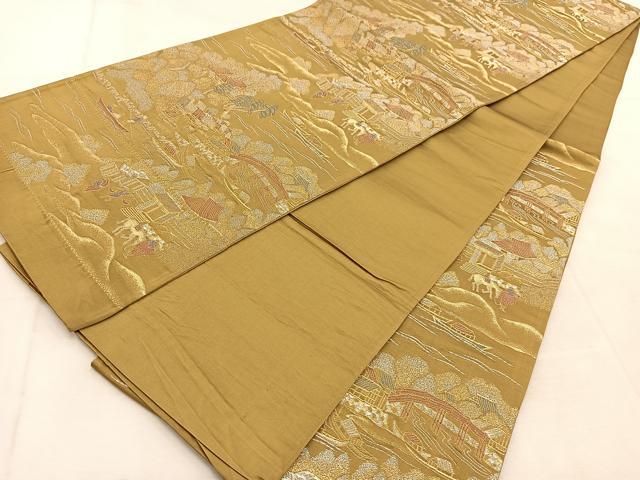 平和屋着物◎六通柄袋帯　人物風景文　金銀糸　正絹　逸品　BAAU8604yc