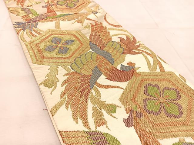 平和屋着物◎六通柄袋帯　鳳凰亀甲花菱文　金糸　正絹　逸品　BAAU8607yc