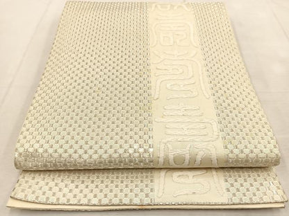 平和屋着物◎六通柄袋帯 唐織 寿字文 銀糸 正絹 逸品 BAAU8610yc