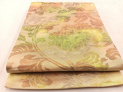 平和屋着物◎六通柄袋帯　更紗　花唐草文　金銀糸　引箔　正絹　逸品　BAAU8612yc