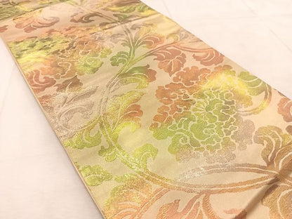 平和屋着物◎六通柄袋帯　更紗　花唐草文　金銀糸　引箔　正絹　逸品　BAAU8612yc