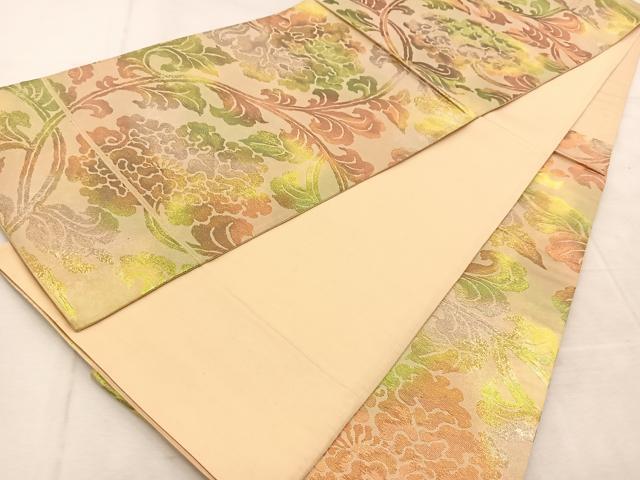 平和屋着物◎六通柄袋帯　更紗　花唐草文　金銀糸　引箔　正絹　逸品　BAAU8612yc