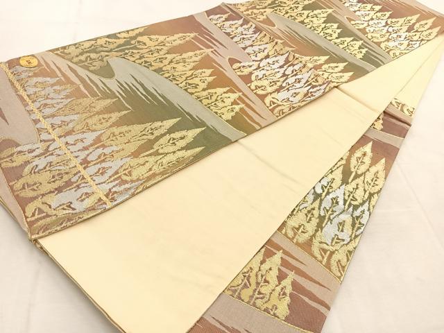 平和屋着物◎西陣　六通柄袋帯　樹林文　金銀糸　証紙付き　正絹　逸品　未使用　BAAU8619yc