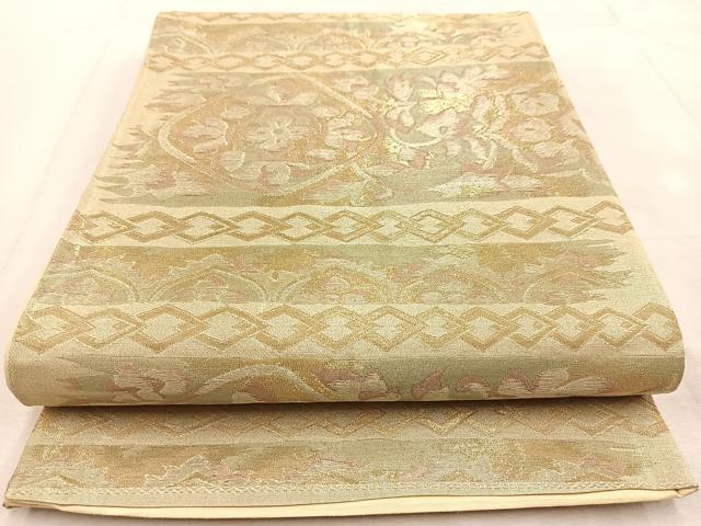 平和屋着物◎六通柄袋帯　花唐草文　金銀糸　正絹　逸品　BAAU8620yc