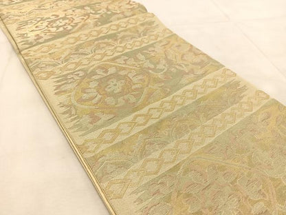 平和屋着物◎六通柄袋帯　花唐草文　金銀糸　正絹　逸品　BAAU8620yc