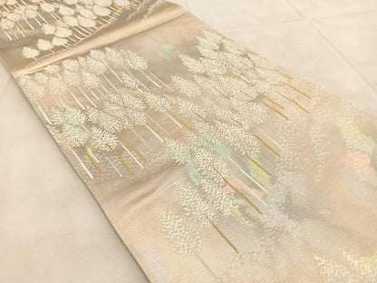 平和屋着物◎六通柄袋帯　唐織　樹林文　金銀糸　引箔　正絹　逸品　BAAU8621yc