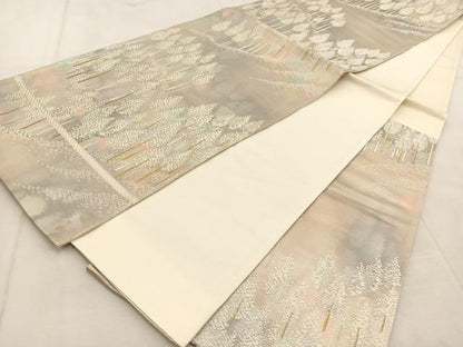 平和屋着物◎六通柄袋帯　唐織　樹林文　金銀糸　引箔　正絹　逸品　BAAU8621yc