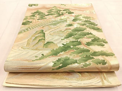 平和屋着物◎六通柄袋帯　唐織　枯山水　金銀糸　正絹　逸品　BAAU8626yc