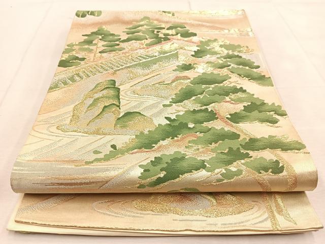平和屋着物◎六通柄袋帯　唐織　枯山水　金銀糸　正絹　逸品　BAAU8626yc