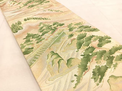 平和屋着物◎六通柄袋帯　唐織　枯山水　金銀糸　正絹　逸品　BAAU8626yc