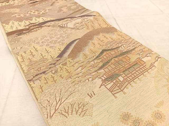 平和屋着物◎六通柄袋帯　金閣寺　金糸　正絹　逸品　BAAU8632yc
