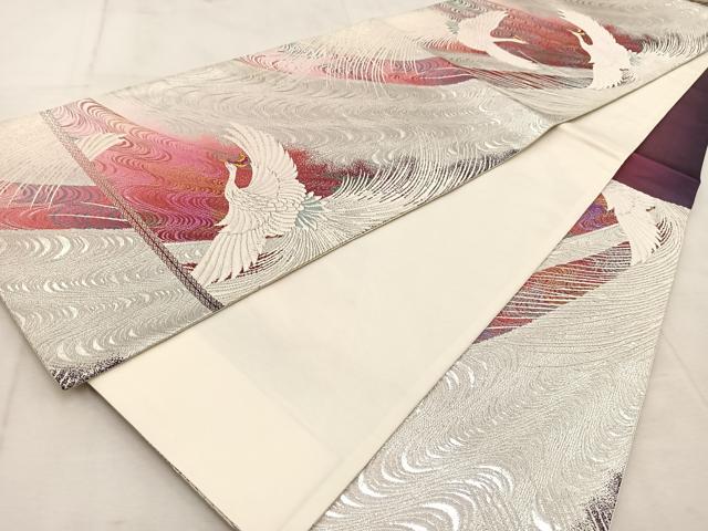 平和屋着物◎六通柄袋帯　唐織　尾長鳥　金銀糸　正絹　逸品　BAAU8637yc