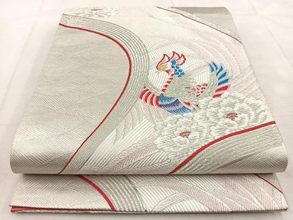 平和屋着物◎六通柄袋帯 唐織 九百錦 プラチナ箔 白鳳彩華文 正絹 逸品 BAAU8639yc